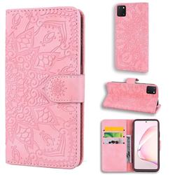 Retro Embossing Mandala Flower Leather Wallet Case for Samsung Galaxy Note 10 Lite - Pink