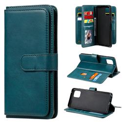 Multi-function Ten Card Slots and Photo Frame PU Leather Wallet Phone Case Cover for Samsung Galaxy Note 10 Lite - Dark Green