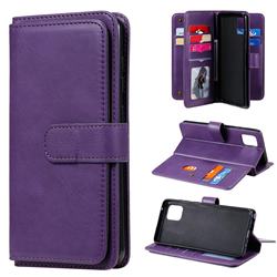 Multi-function Ten Card Slots and Photo Frame PU Leather Wallet Phone Case Cover for Samsung Galaxy Note 10 Lite - Violet