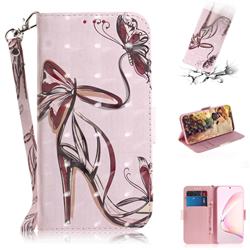Butterfly High Heels 3D Painted Leather Wallet Phone Case for Samsung Galaxy Note 10 Lite