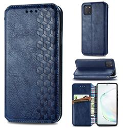 Ultra Slim Fashion Business Card Magnetic Automatic Suction Leather Flip Cover for Samsung Galaxy Note 10 Lite - Dark Blue