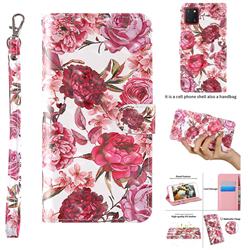 Red Flower 3D Painted Leather Wallet Case for Samsung Galaxy Note 10 Lite