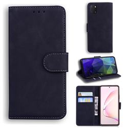 Retro Classic Skin Feel Leather Wallet Phone Case for Samsung Galaxy Note 10 Lite - Black