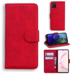Retro Classic Skin Feel Leather Wallet Phone Case for Samsung Galaxy Note 10 Lite - Red