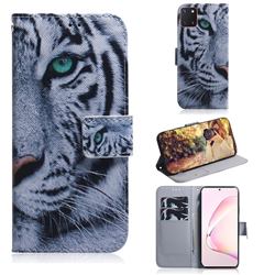 White Tiger PU Leather Wallet Case for Samsung Galaxy Note 10 Lite