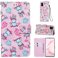 Unicorn and Flowers Matte Leather Wallet Phone Case for Samsung Galaxy Note 10 Lite