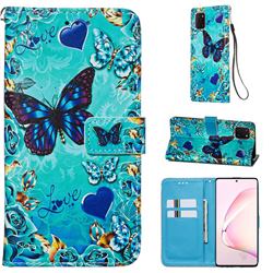 Love Butterfly Matte Leather Wallet Phone Case for Samsung Galaxy Note 10 Lite