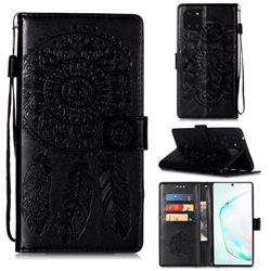 Embossing Dream Catcher Mandala Flower Leather Wallet Case for Samsung Galaxy Note 10 Lite - Black