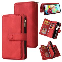 Luxury Multi-functional Zipper Wallet Leather Phone Case Cover for Samsung Galaxy Note 10 Lite - Red