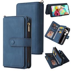 Luxury Multi-functional Zipper Wallet Leather Phone Case Cover for Samsung Galaxy Note 10 Lite - Blue