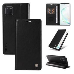 YIKATU Litchi Card Magnetic Automatic Suction Leather Flip Cover for Samsung Galaxy Note 10 Lite - Black