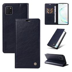 YIKATU Litchi Card Magnetic Automatic Suction Leather Flip Cover for Samsung Galaxy Note 10 Lite - Navy Blue
