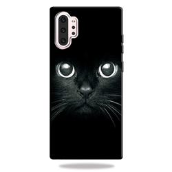 Bearded Feline 3D Embossed Relief Black TPU Cell Phone Back Cover for Samsung Galaxy Note 10+ (6.75 inch) / Note10 Plus