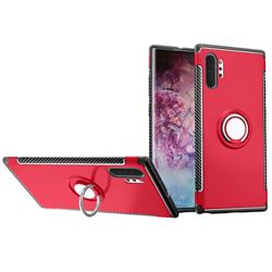 Armor Anti Drop Carbon PC + Silicon Invisible Ring Holder Phone Case for Samsung Galaxy Note 10+ (6.75 inch) / Note10 Plus - Red