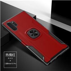 Knight Armor Anti Drop PC + Silicone Invisible Ring Holder Phone Cover for Samsung Galaxy Note 10+ (6.75 inch) / Note10 Plus - Red