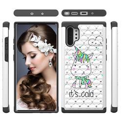 Tiny Unicorn Studded Rhinestone Bling Diamond Shock Absorbing Hybrid Defender Rugged Phone Case Cover for Samsung Galaxy Note 10+ (6.75 inch) / Note10 Plus