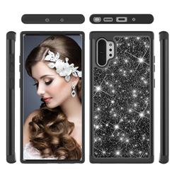 Glitter Rhinestone Bling Shock Absorbing Hybrid Defender Rugged Phone Case Cover for Samsung Galaxy Note 10+ (6.75 inch) / Note10 Plus - Black