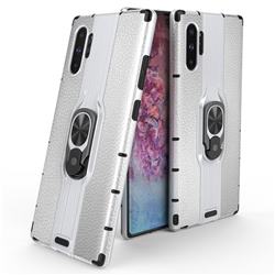 Alita Battle Angel Armor Metal Ring Grip Shockproof Dual Layer Rugged Hard Cover for Samsung Galaxy Note 10+ (6.75 inch) / Note10 Plus - Silver