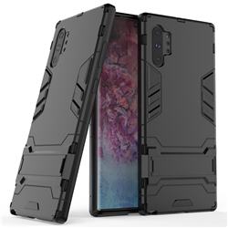 Armor Premium Tactical Grip Kickstand Shockproof Dual Layer Rugged Hard Cover for Samsung Galaxy Note 10 Pro (6.75 inch) / Note 10+ - Black