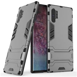 Armor Premium Tactical Grip Kickstand Shockproof Dual Layer Rugged Hard Cover for Samsung Galaxy Note 10 Pro (6.75 inch) / Note 10+ - Gray