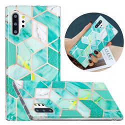 Green Glitter Painted Marble Electroplating Protective Case for Samsung Galaxy Note 10 Pro (6.75 inch) / Note 10+