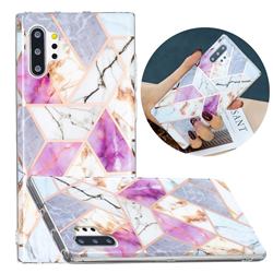 Purple and White Painted Marble Electroplating Protective Case for Samsung Galaxy Note 10 Pro (6.75 inch) / Note 10+