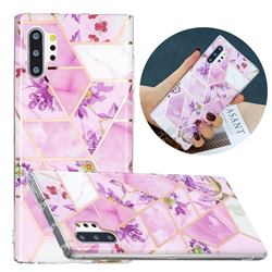 Purple Flower Painted Marble Electroplating Protective Case for Samsung Galaxy Note 10 Pro (6.75 inch) / Note 10+