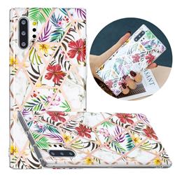 Tropical Rainforest Flower Painted Marble Electroplating Protective Case for Samsung Galaxy Note 10 Pro (6.75 inch) / Note 10+