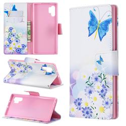Butterflies Flowers Leather Wallet Case for Samsung Galaxy Note 10+ (6.75 inch) / Note10 Plus