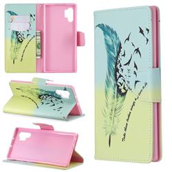Feather Bird Leather Wallet Case for Samsung Galaxy Note 10+ (6.75 inch) / Note10 Plus