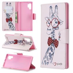 Glasses Giraffe Leather Wallet Case for Samsung Galaxy Note 10+ (6.75 inch) / Note10 Plus