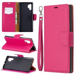 Classic Luxury Litchi Leather Phone Wallet Case for Samsung Galaxy Note 10+ (6.75 inch) / Note10 Plus - Rose