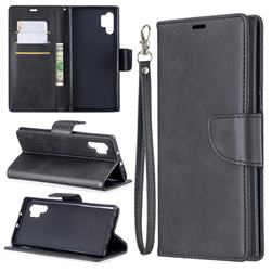 Classic Sheepskin PU Leather Phone Wallet Case for Samsung Galaxy Note 10+ (6.75 inch) / Note10 Plus - Black