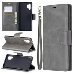 Classic Sheepskin PU Leather Phone Wallet Case for Samsung Galaxy Note 10+ (6.75 inch) / Note10 Plus - Gray