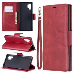 Classic Sheepskin PU Leather Phone Wallet Case for Samsung Galaxy Note 10+ (6.75 inch) / Note10 Plus - Red
