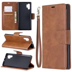 Classic Sheepskin PU Leather Phone Wallet Case for Samsung Galaxy Note 10+ (6.75 inch) / Note10 Plus - Brown