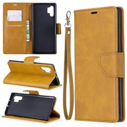 Classic Sheepskin PU Leather Phone Wallet Case for Samsung Galaxy Note 10+ (6.75 inch) / Note10 Plus - Yellow