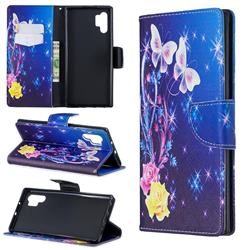 Yellow Flower Butterfly Leather Wallet Case for Samsung Galaxy Note 10+ (6.75 inch) / Note10 Plus