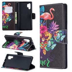 Flowers Flamingos Leather Wallet Case for Samsung Galaxy Note 10+ (6.75 inch) / Note10 Plus