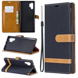 Jeans Cowboy Denim Leather Wallet Case for Samsung Galaxy Note 10+ (6.75 inch) / Note10 Plus - Black