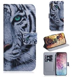 White Tiger PU Leather Wallet Case for Samsung Galaxy Note 10+ (6.75 inch) / Note10 Plus