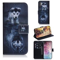Wolf and Dog PU Leather Wallet Case for Samsung Galaxy Note 10+ (6.75 inch) / Note10 Plus