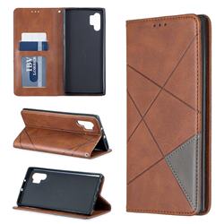 Prismatic Slim Magnetic Sucking Stitching Wallet Flip Cover for Samsung Galaxy Note 10+ (6.75 inch) / Note10 Plus - Brown