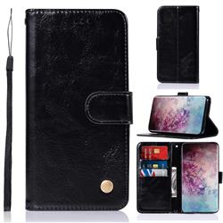 Luxury Retro Leather Wallet Case for Samsung Galaxy Note 10+ (6.75 inch) / Note10 Plus - Black