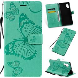 Embossing 3D Butterfly Leather Wallet Case for Samsung Galaxy Note 10+ (6.75 inch) / Note10 Plus - Green