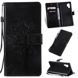 Embossing Butterfly Tree Leather Wallet Case for Samsung Galaxy Note 10+ (6.75 inch) / Note10 Plus - Black