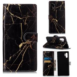 Black Gold Marble PU Leather Wallet Case for Samsung Galaxy Note 10+ (6.75 inch) / Note10 Plus