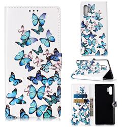 Blue Vivid Butterflies PU Leather Wallet Case for Samsung Galaxy Note 10+ (6.75 inch) / Note10 Plus