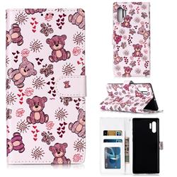 Cute Bear 3D Relief Oil PU Leather Wallet Case for Samsung Galaxy Note 10+ (6.75 inch) / Note10 Plus