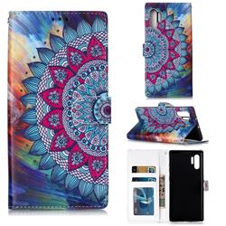 Mandala Flower 3D Relief Oil PU Leather Wallet Case for Samsung Galaxy Note 10+ (6.75 inch) / Note10 Plus
